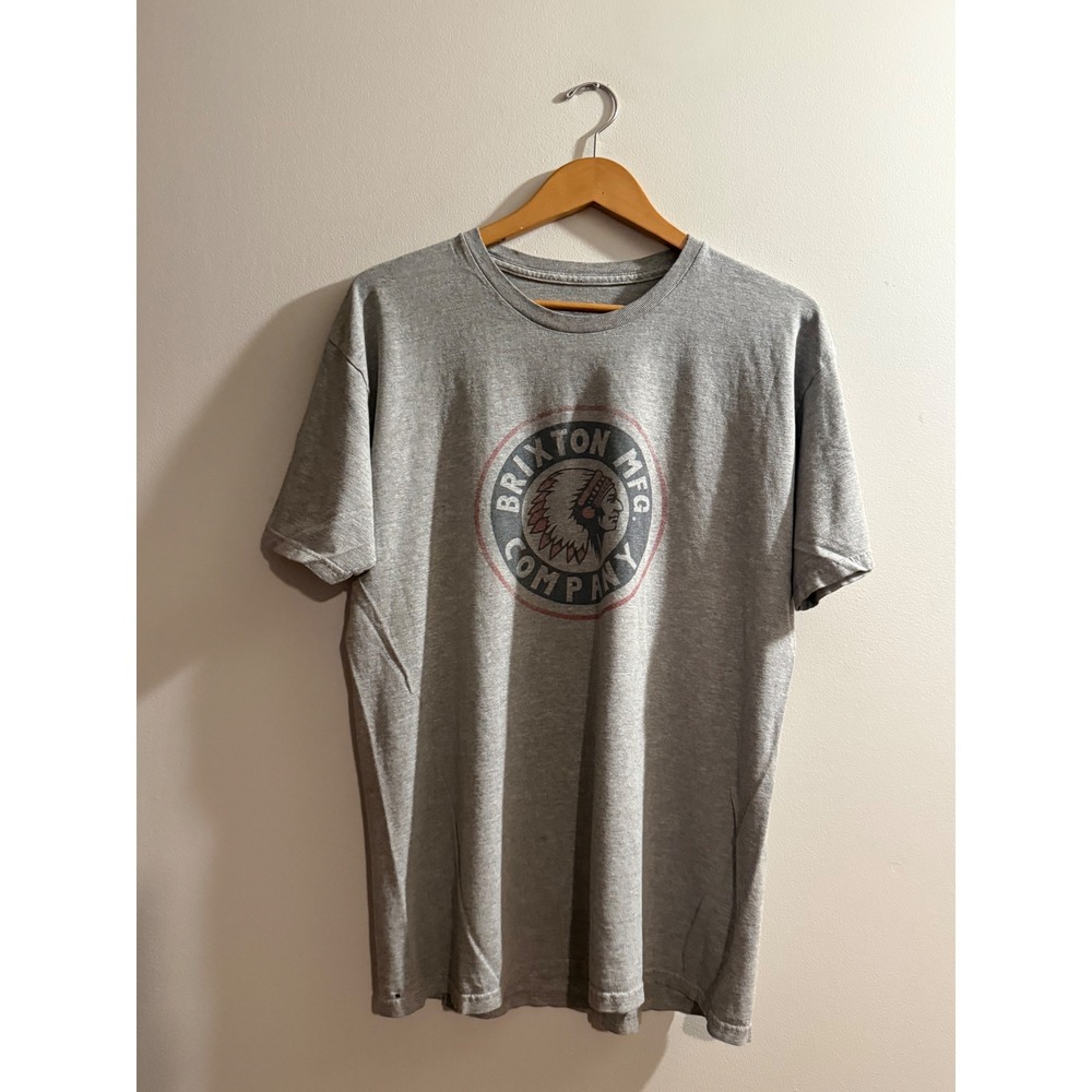Brixton MFG Company Graphic T-Shirt Mens Large Heather Gray Short Sleeve Tee
